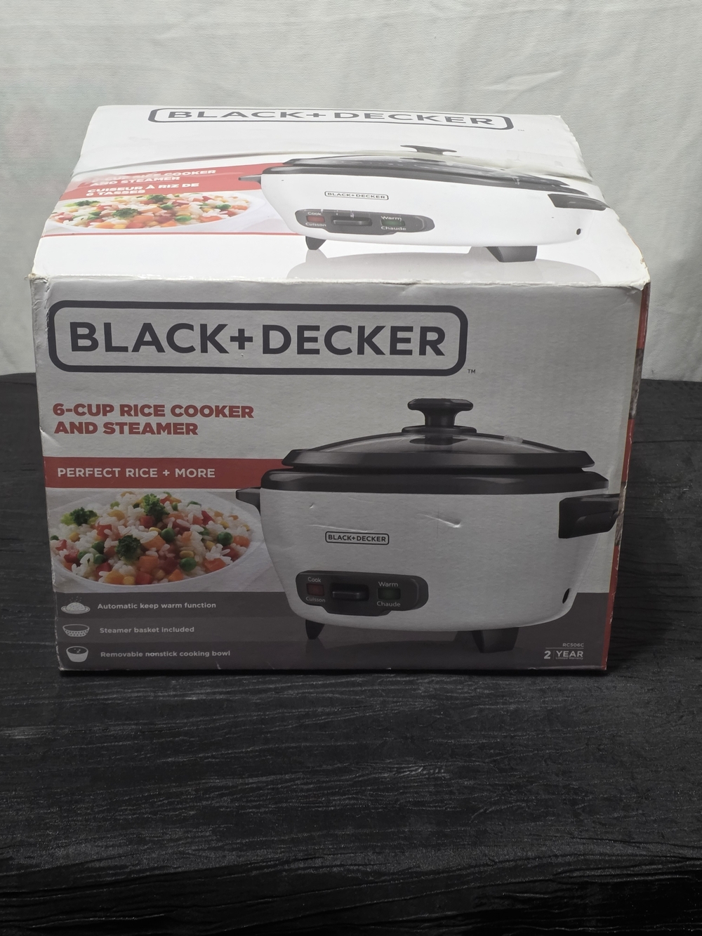 NWT Black & Decker White 6-Cup Rice Cooker and Steamer